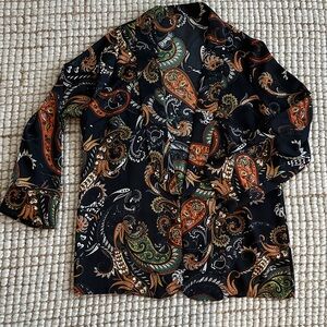 Paisley Print Women's Jacket Silk Size M/L